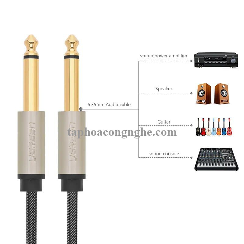 Ugreen 40815 10M màu Đen Cáp âm thanh 2 đầu 6.5mm dương cao cấp AV128 30040815